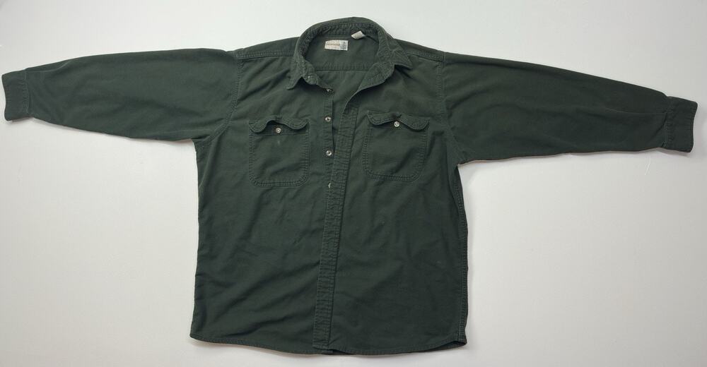 Fieldmaster Men's XL Solid Green Cotton Button-Up Shirt Long Sleeve
